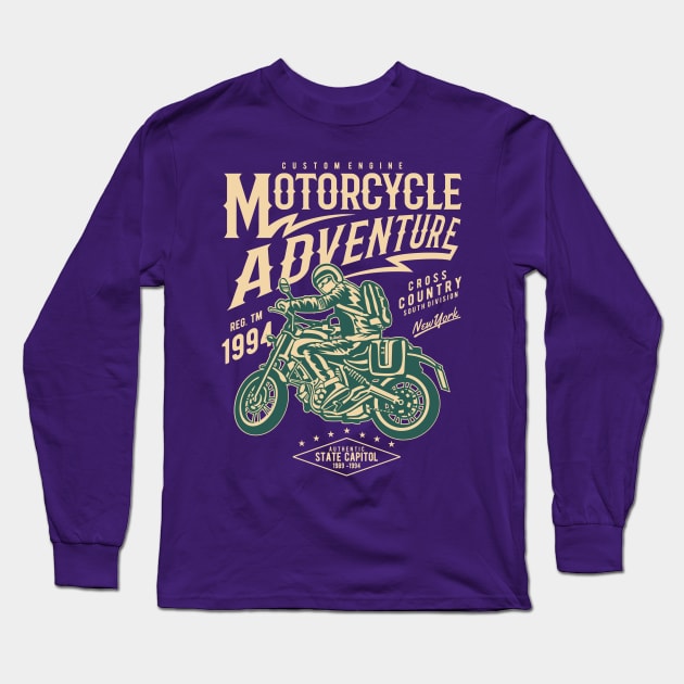 Motorcycle Adventure Long Sleeve T-Shirt by lionkingdesign